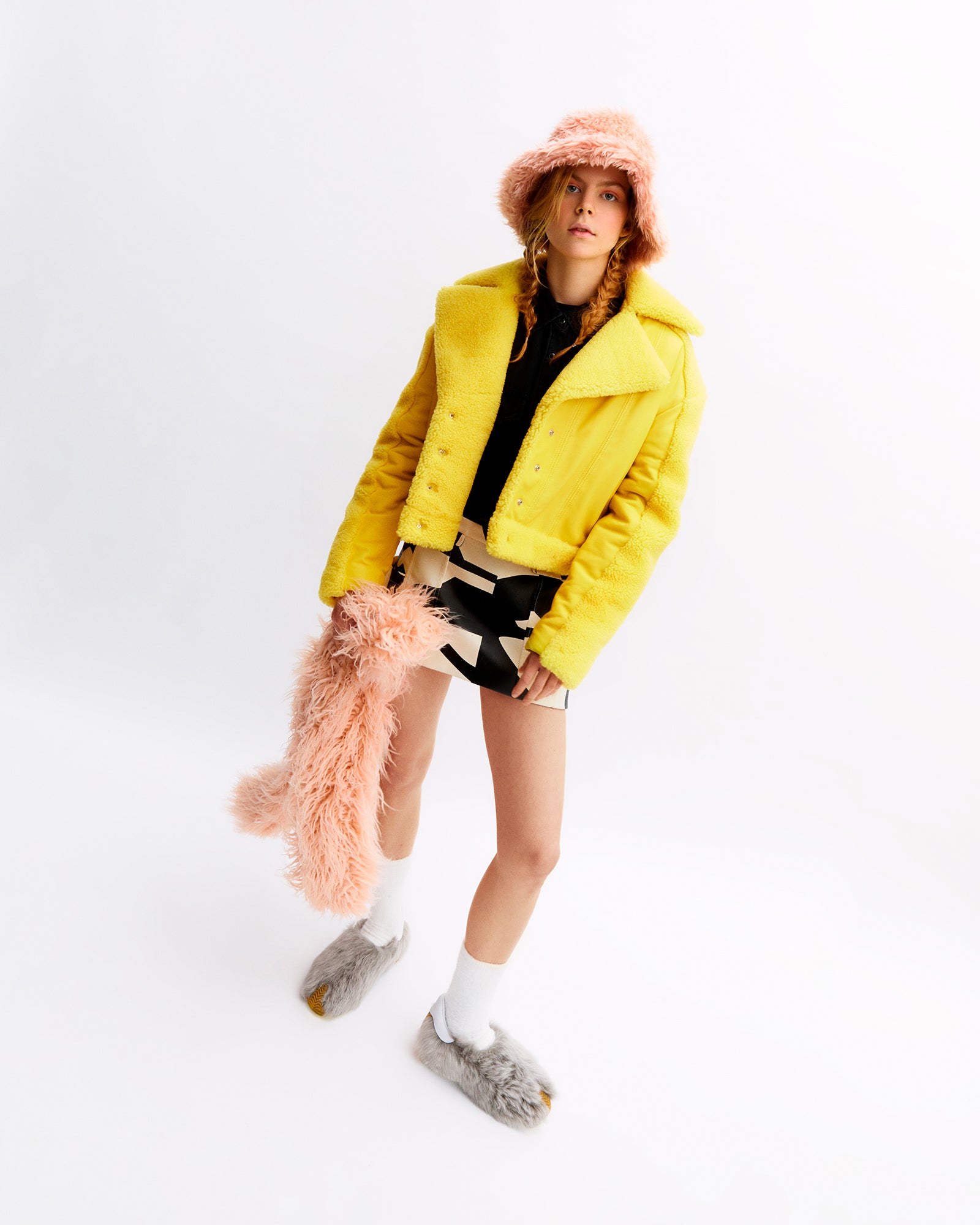 Yellow shearling jacket hotsell