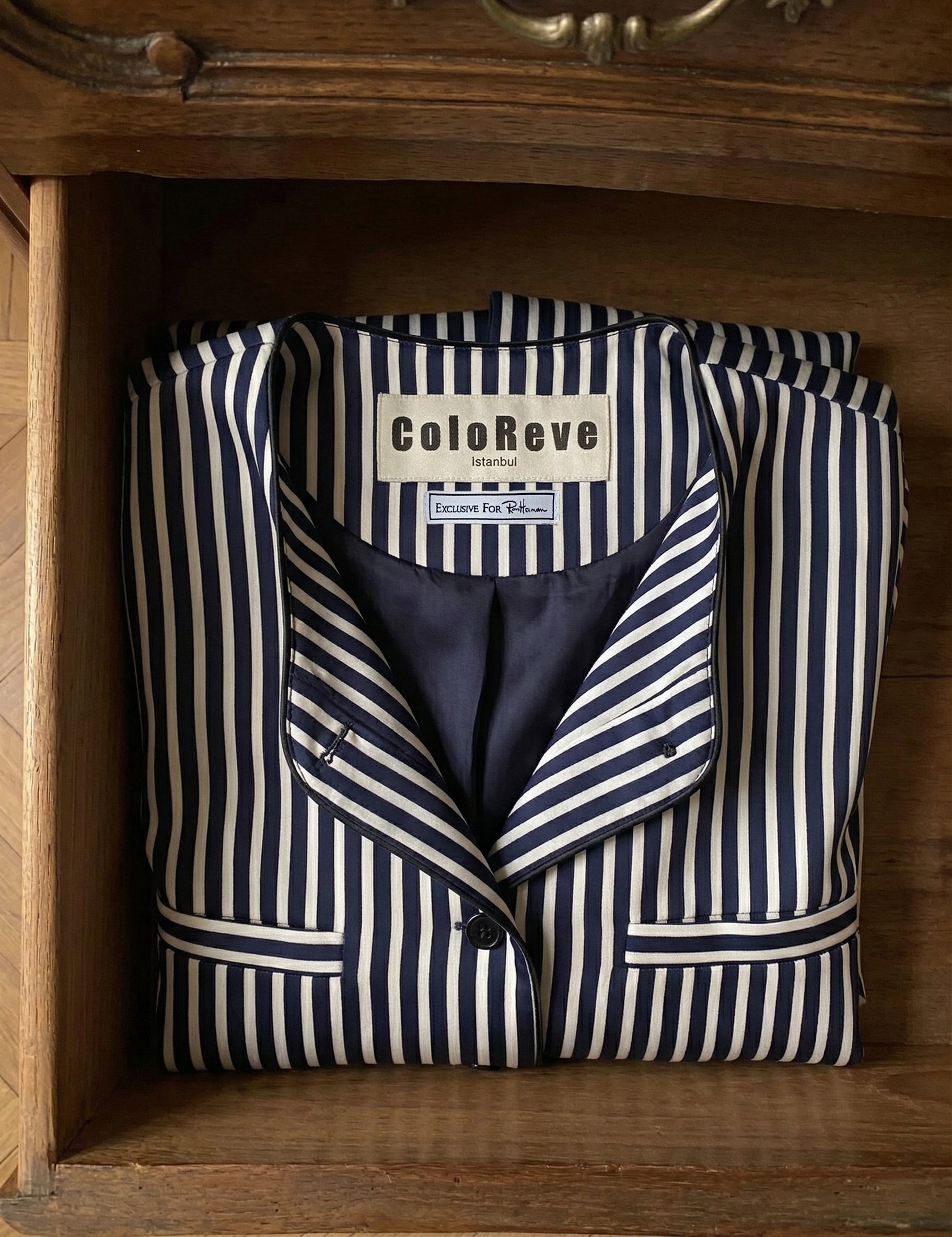 Striped Mini Blazer  Navy