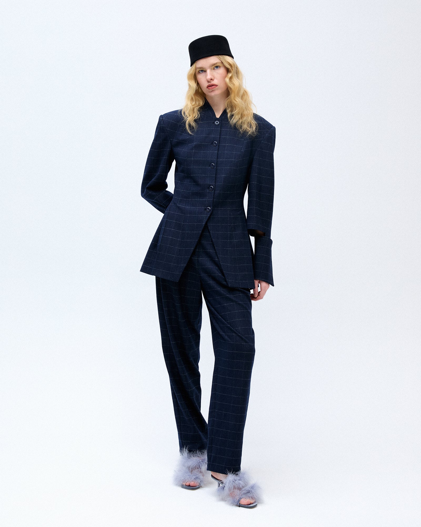 Carrot Pants - Blue Checked