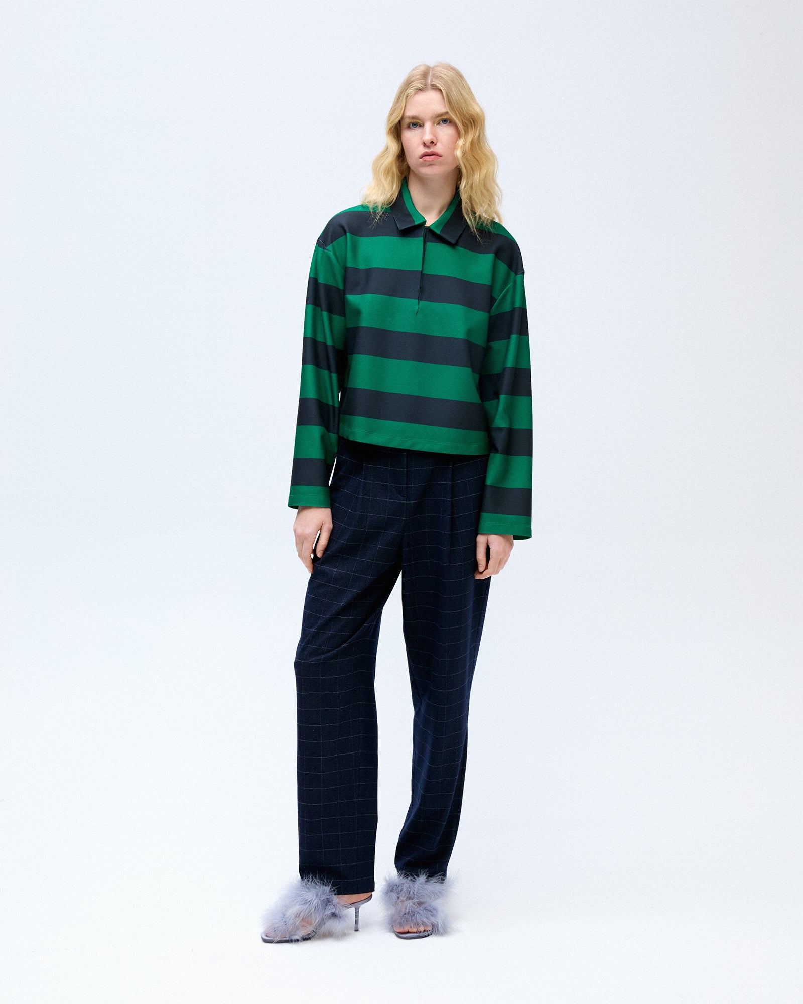 Green Striped Long Sleeve T-shirt
