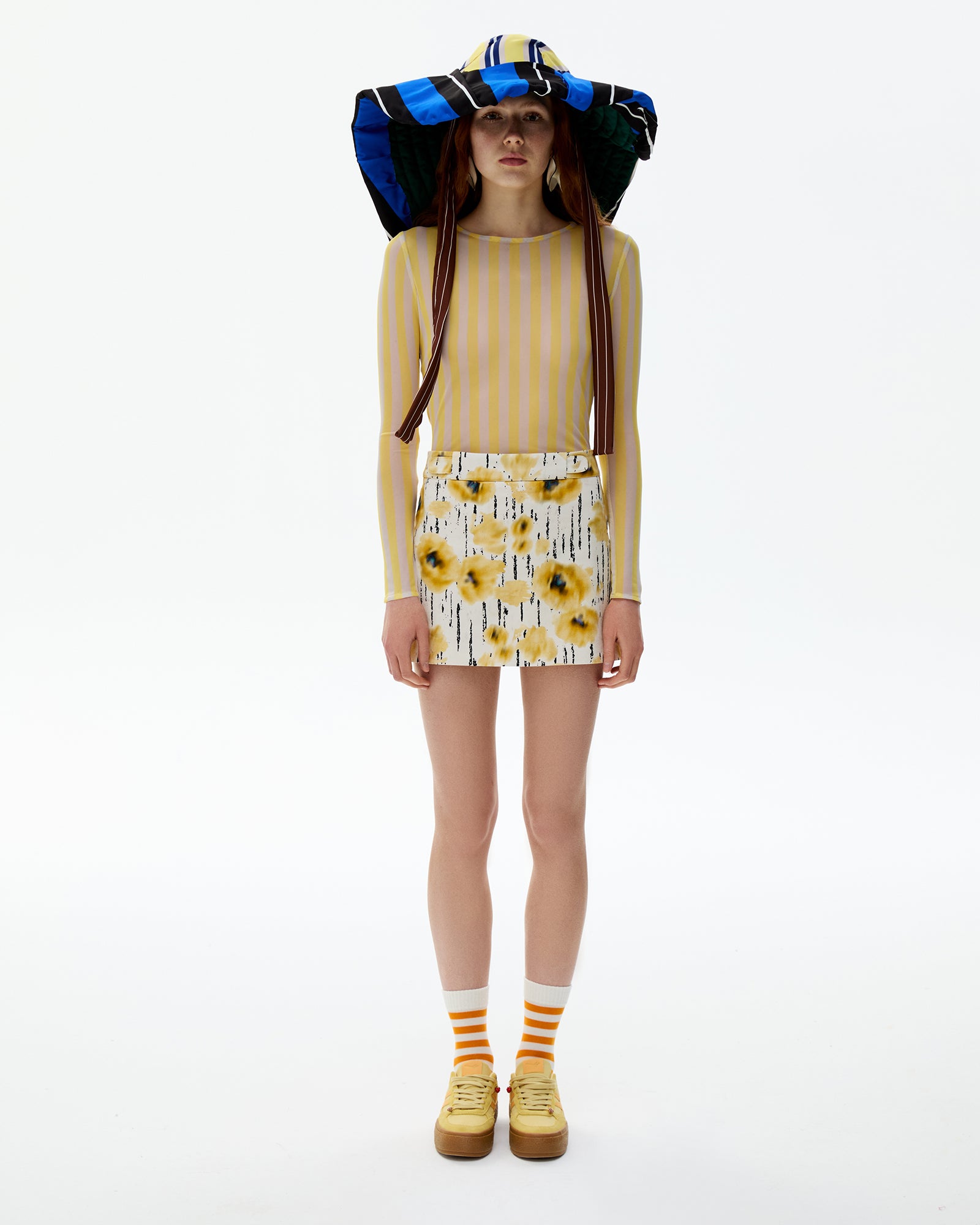 Printed Gabardine Mini Skirt