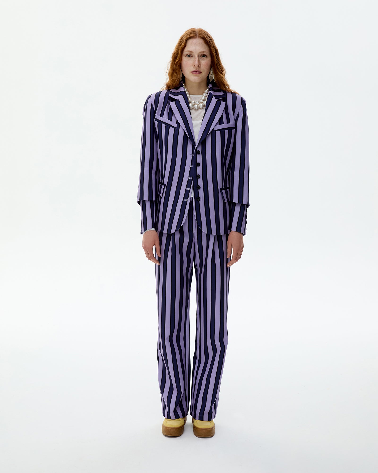 Purple Striped It Blazer