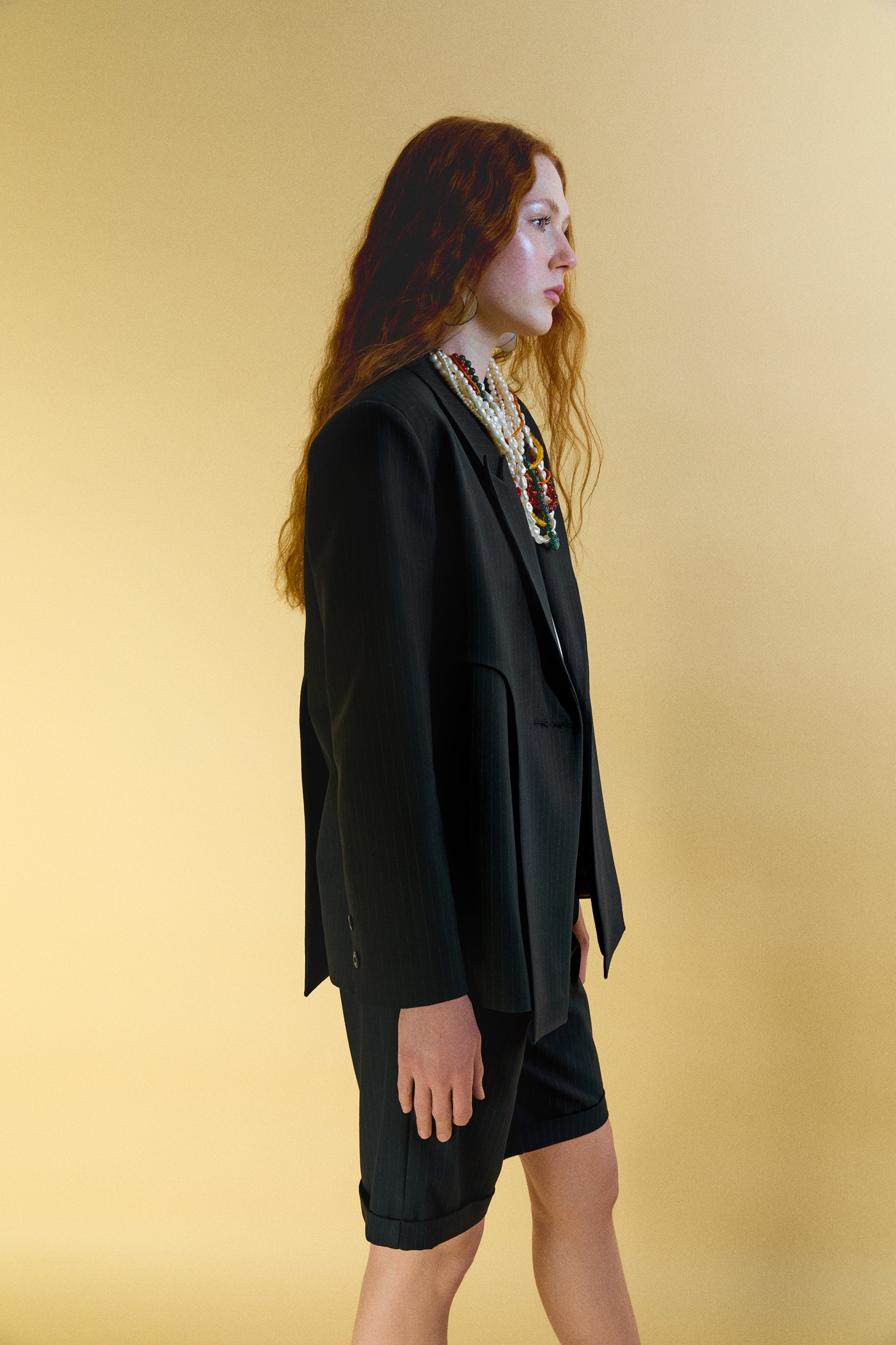 Black Striped Fou Blazer