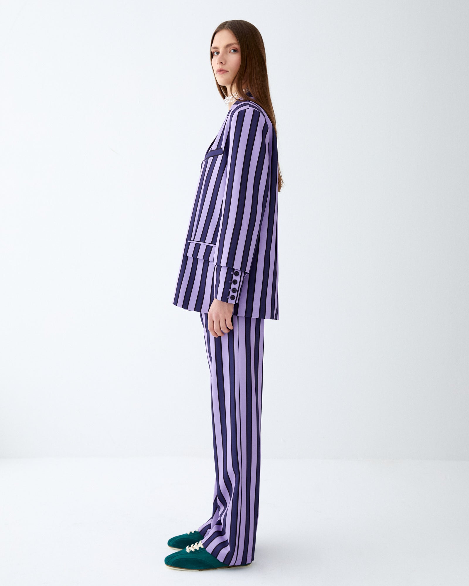 Purple Striped It Blazer