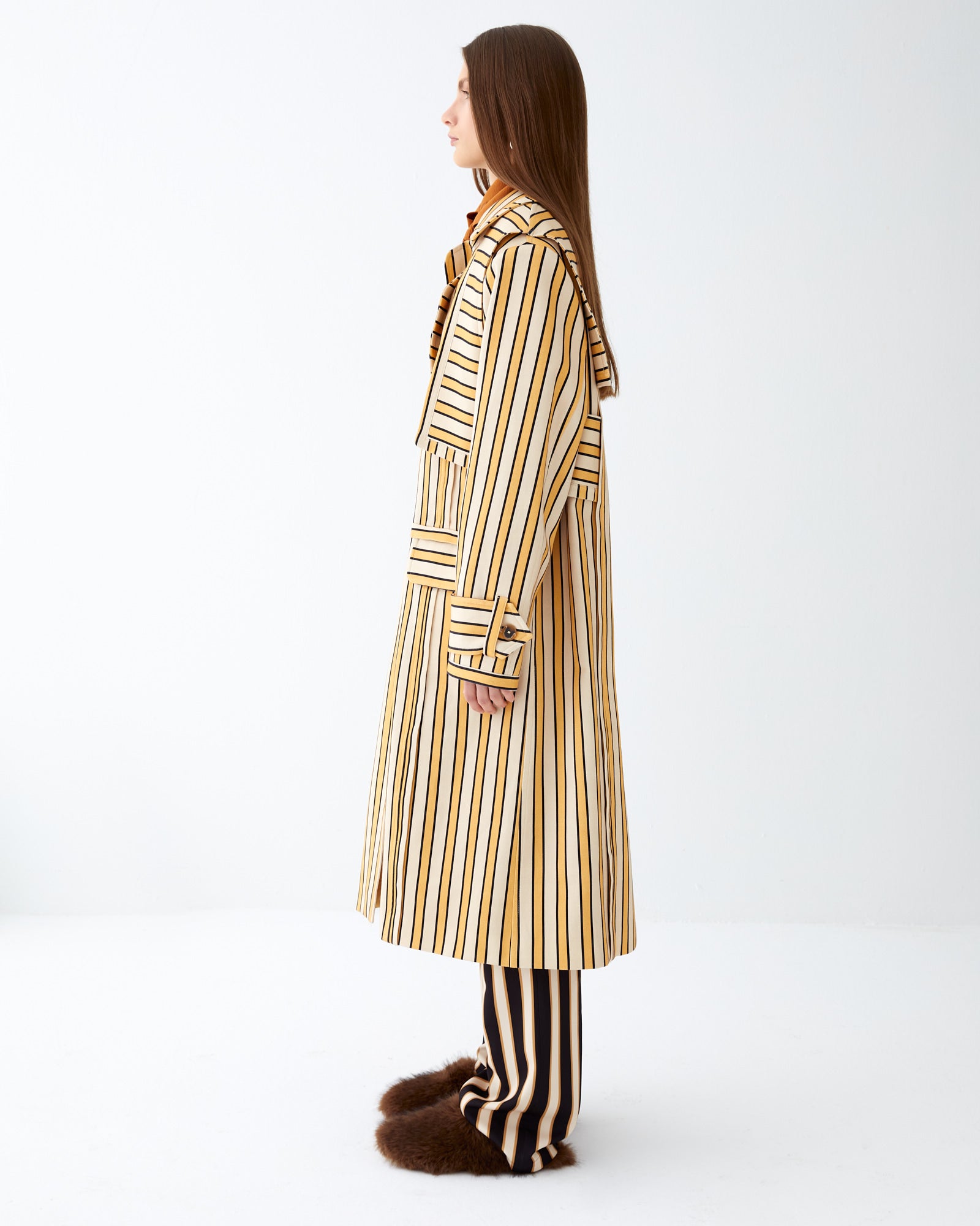 Striped Trench Coat